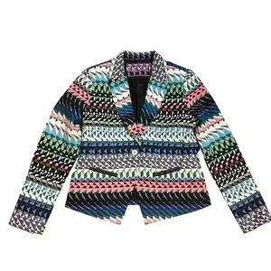 Robert Graham Women’s Blazer Size 6 Colorful Geometric Print Fun Bright Career